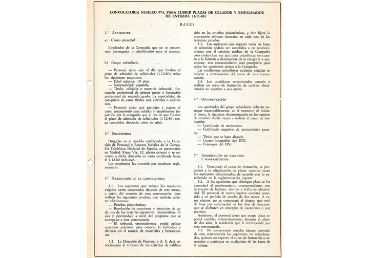 Convocatoria Cel. y Emp. 11/1980