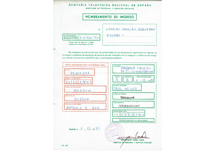 Nombramiento Operador (1981)