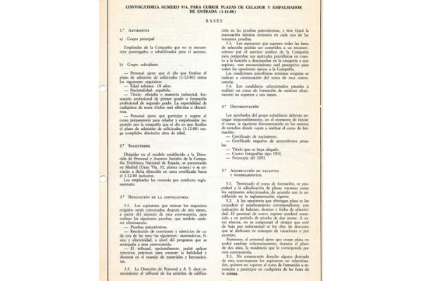 Convocatoria Cel. y Emp. 11/1980