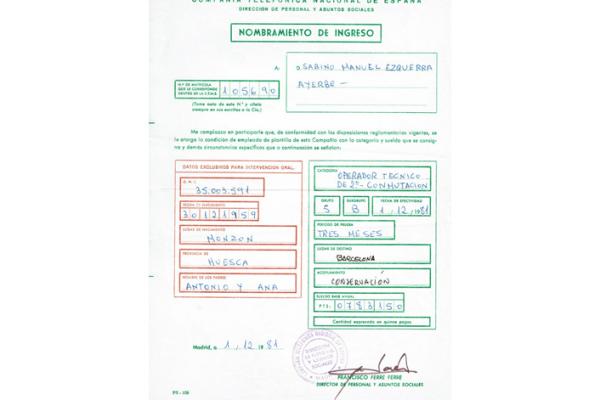 Nombramiento Operador (1981)