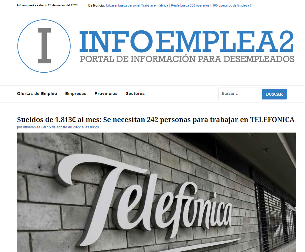 1.813€ al mes: Se necesitan 242 personas para TELEFONICA